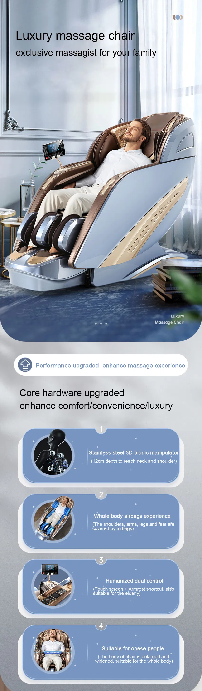 2021 Hot Sale Electric Full Body Shiatsu Smart Ai Music Massage Chai