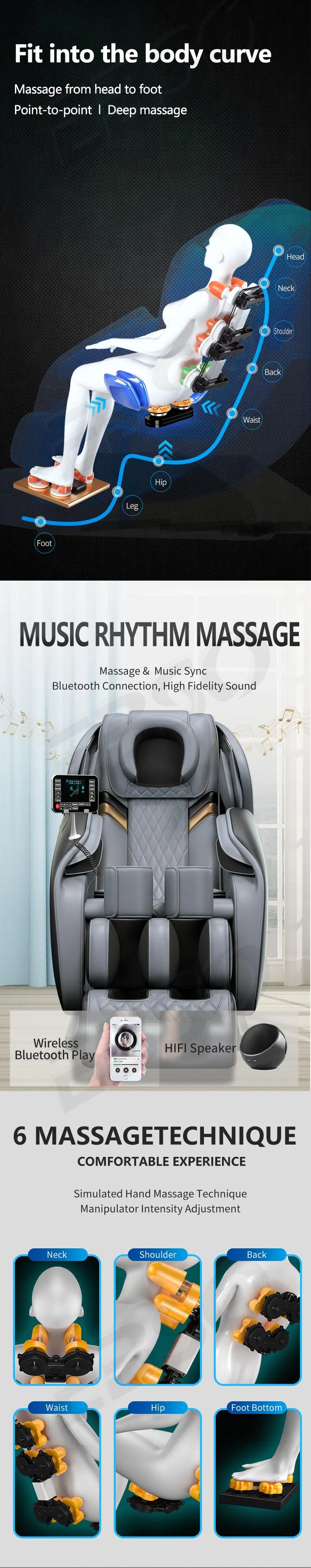 8d Relaxation Shiatsu Electric Massage Chair Recliner Zero Gravity Full Body Stretching Massage Chair