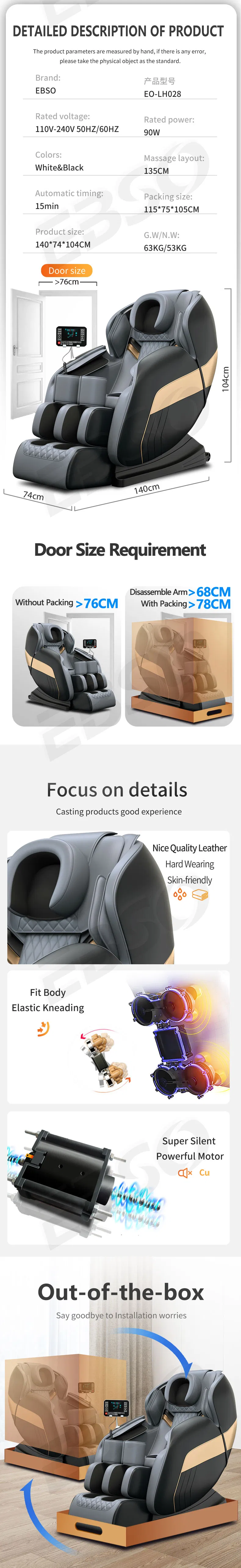 8d Relaxation Shiatsu Electric Massage Chair Recliner Zero Gravity Full Body Stretching Massage Chair