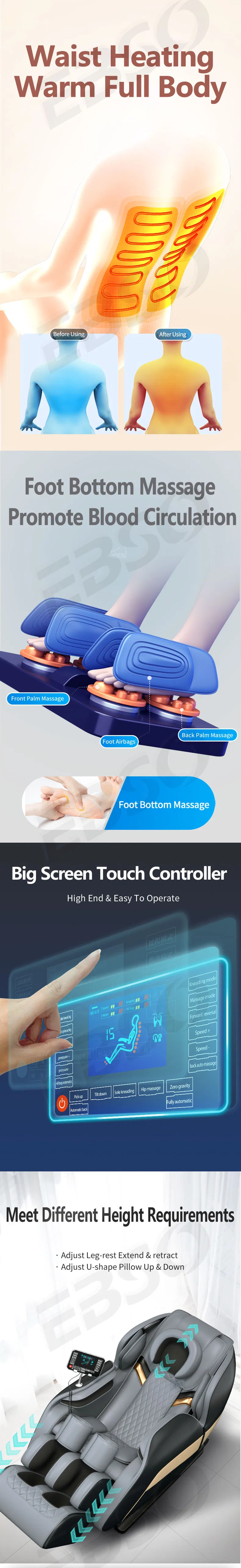 8d Relaxation Shiatsu Electric Massage Chair Recliner Zero Gravity Full Body Stretching Massage Chair