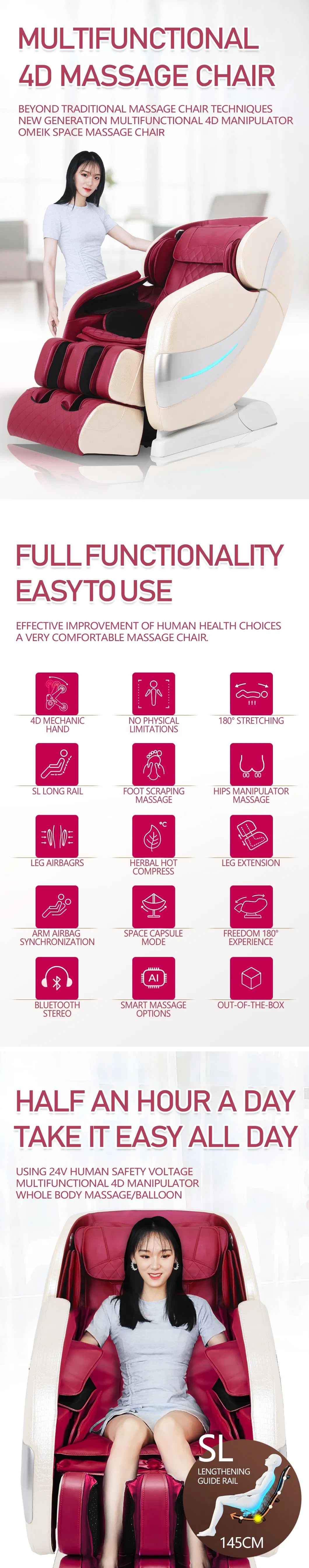 Best Epu Leather Low Price High Quality SL-Track Bluetooth 3D Zero Gravity Home Use Massage Chair