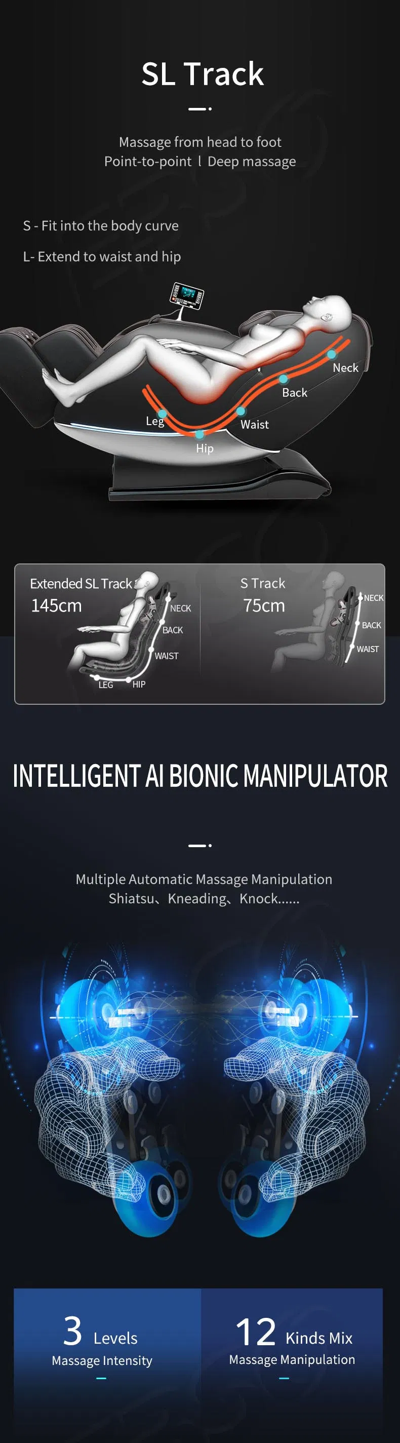 EBSO Professional Massage Zero Gravity Human Touch Stretch 2D Track Latest Electronic Massage Chair Body Massager
