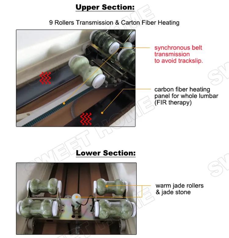 Electric Automatic Full Body Spine Thai Acupressure Infrared Heating Thermal Jade Massage Bed for Home Use