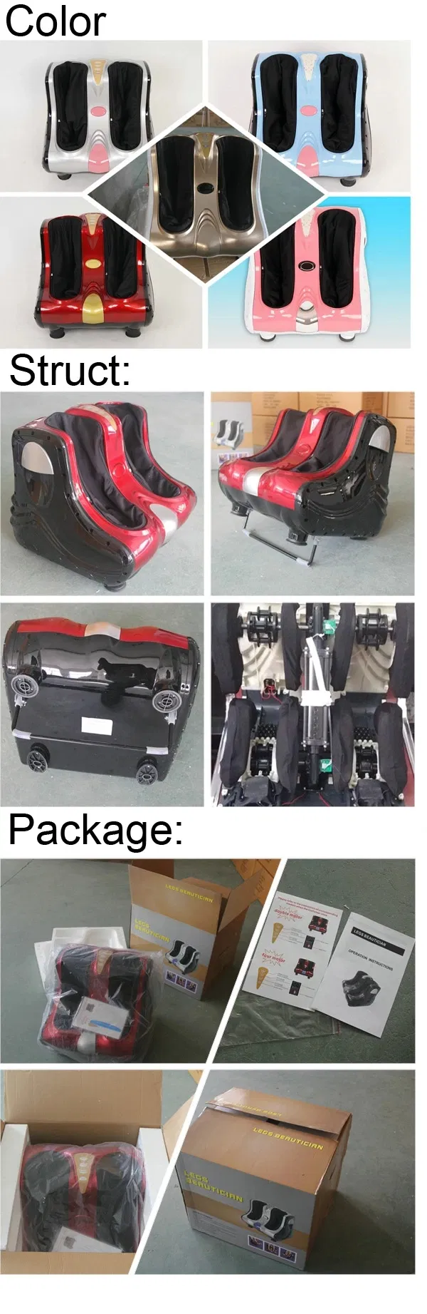 Electric Foldable Air Pressure Roller Feet Massage Machine Shiatsu Kneading Vibrating Foot Calf and Leg Massager with Heating