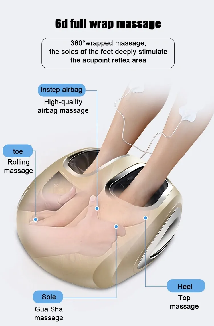 Electric Foldable Air Pressure Roller Feet Massage Machine Shiatsu Kneading Vibrating Foot Calf and Leg Massager with Heating