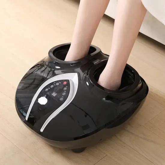 Electric Foldable Air Pressure Roller Feet Massage Machine Shiatsu Kneading Vibrating Foot Calf and Leg Massager with Heating