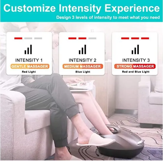 Foot Massager Machine with Heat Function, Shiatsu Deep Kneading, Air Compression, Multiple Massage Modes and Multi-Level Setting Adjustable Intensities