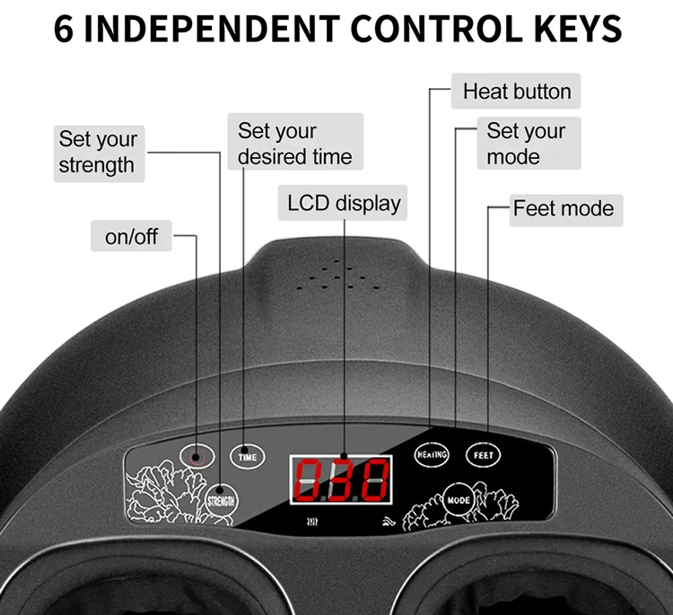 Foot Massager Machine with Soothing Heat Electric Shiatsu Deep Feet Kneading Rolling Massage Air Compression