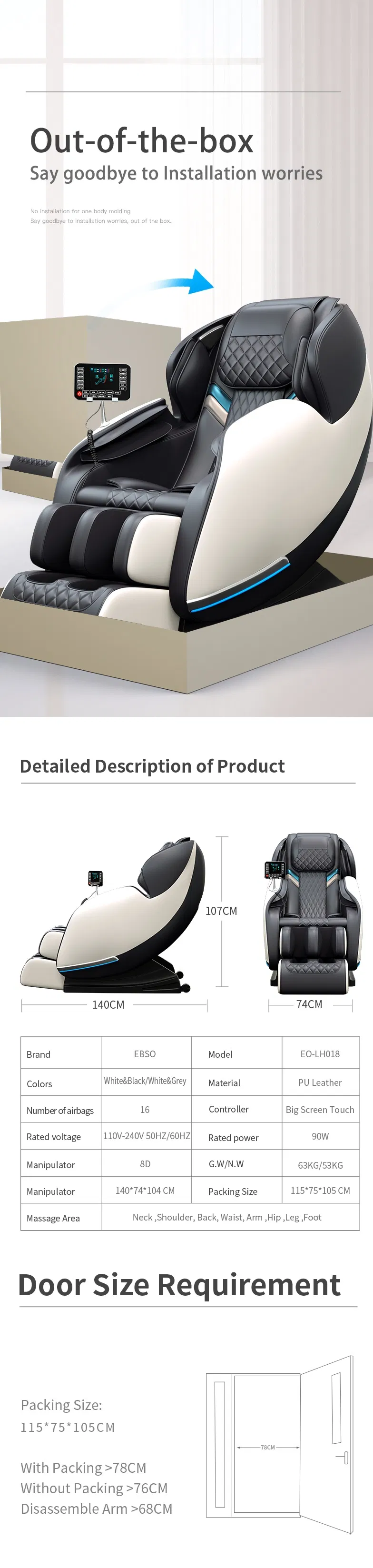 Fuan Meiyang Beat Sale Body Massage Zero Gravity Full Body Massage Chair, Kneading Tapping 4D Ai Chair Massage