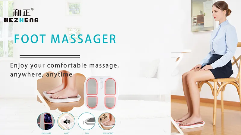 Hezheng New Design EMS Pulse Deep Shiatsu Kneading Machine Electric Foot Massager with Heating Function
