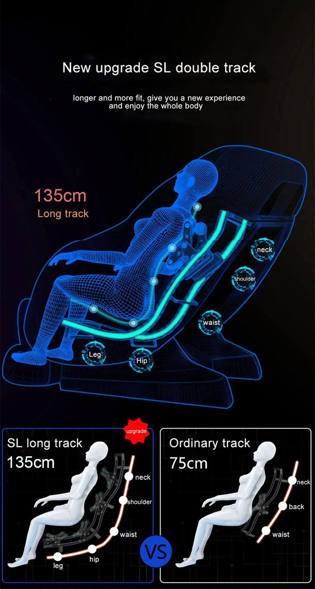 Hot Selling Shiatsu Tapping Kneading Vibration Heat Body Massage Chair
